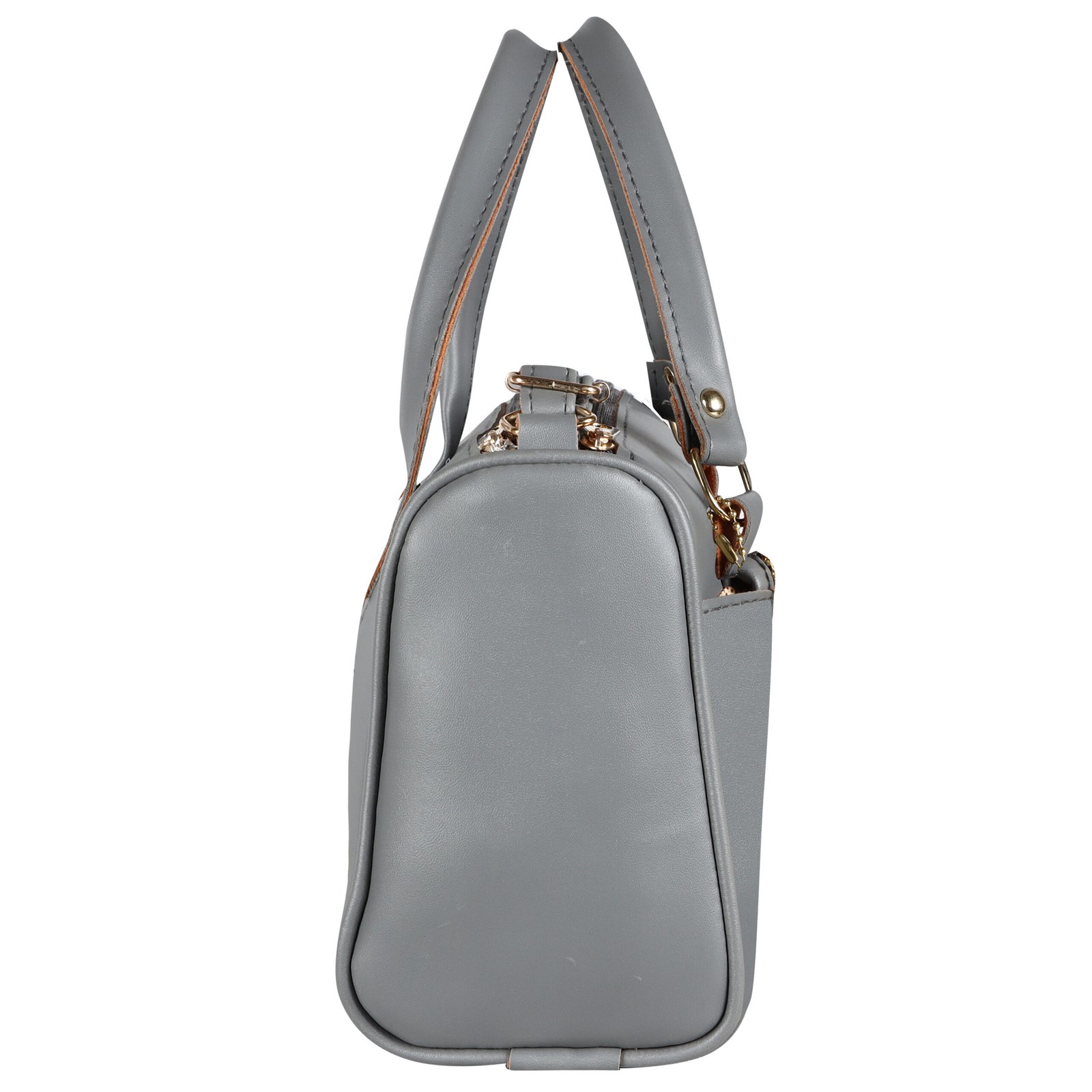 Grey Luxurious Faux Leather Handbag With Teddy Bear HB19