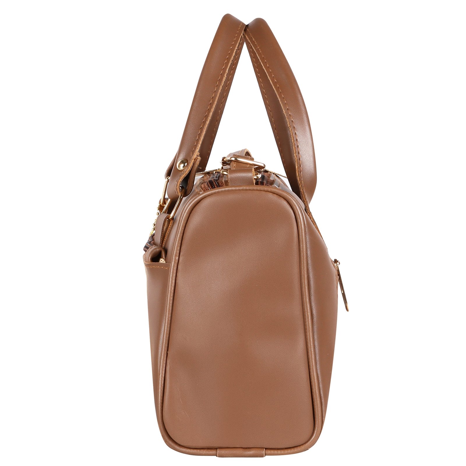 Brown Luxurious Faux Leather Handbag With Teddy Bear HB21