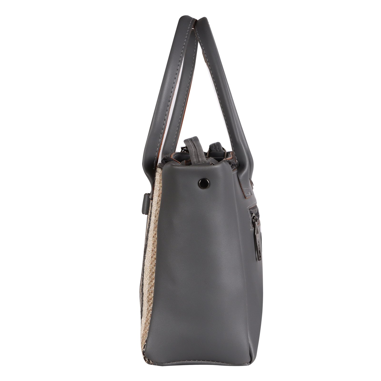 Grey Glamorous Faux Leather Handbag HB24