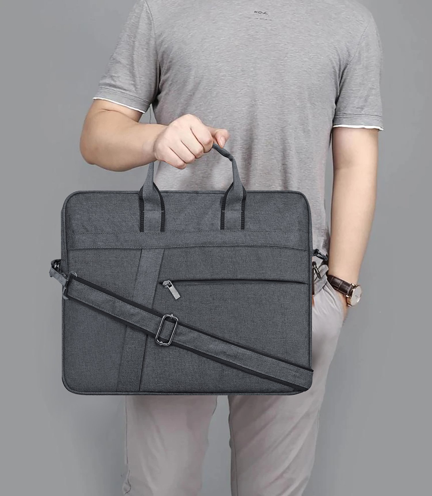 Grey Color Linen 10L Messenger Bag BG20