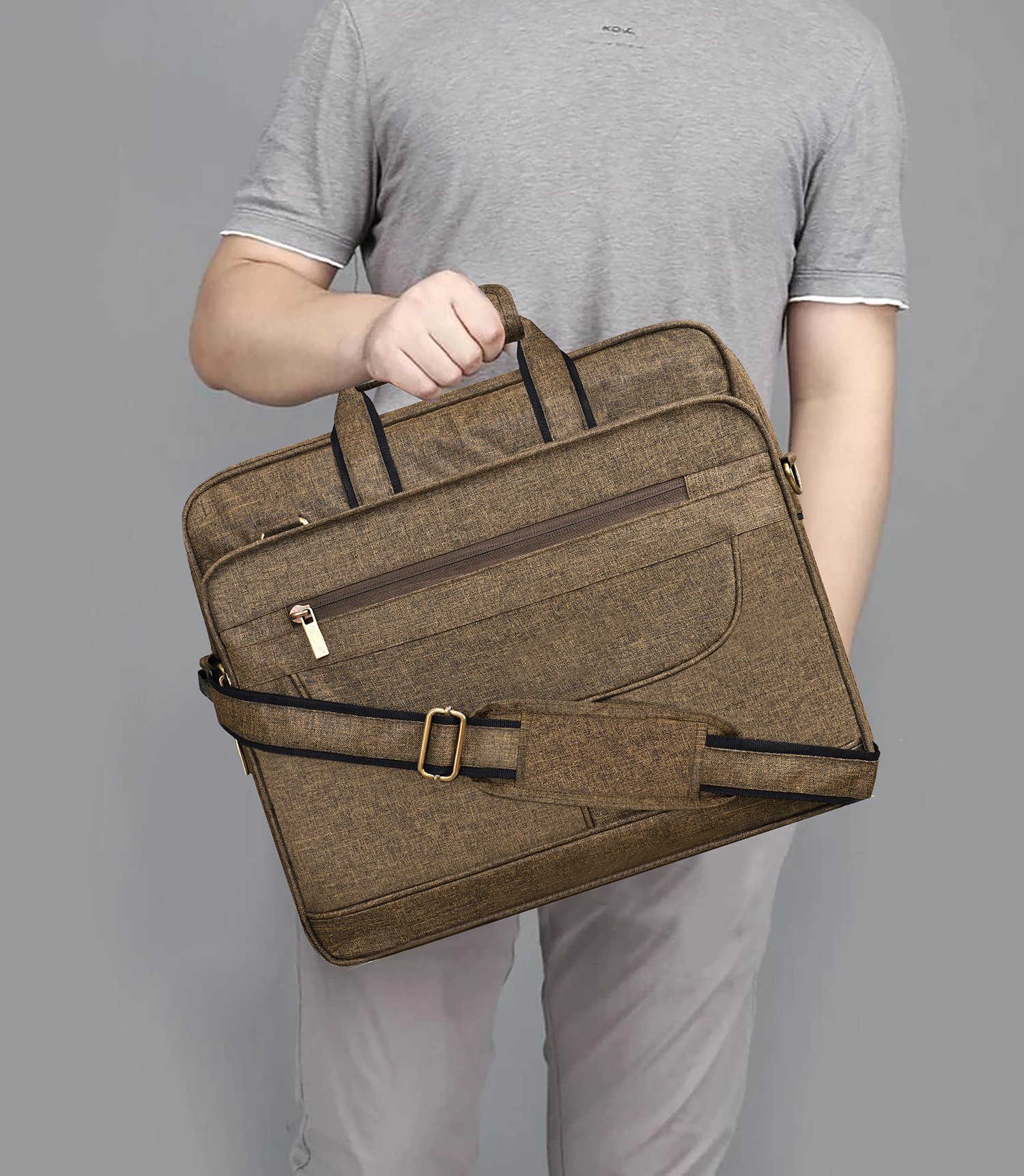 Khaki Color Linen 28L Messenger Bag BG26