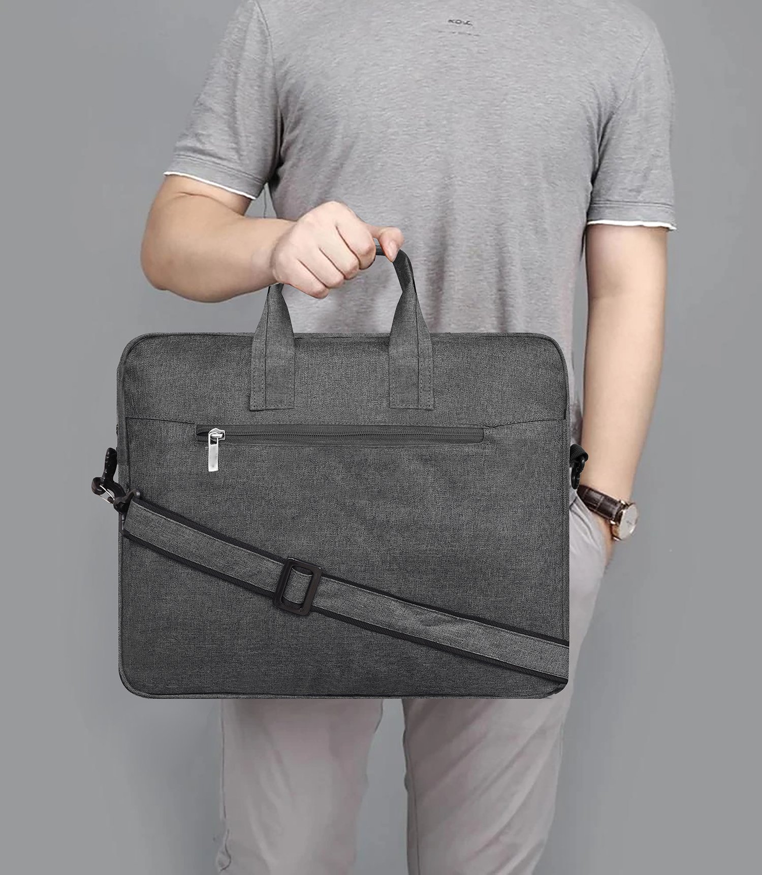 Grey Color Linen 10L Messenger Bag BG30