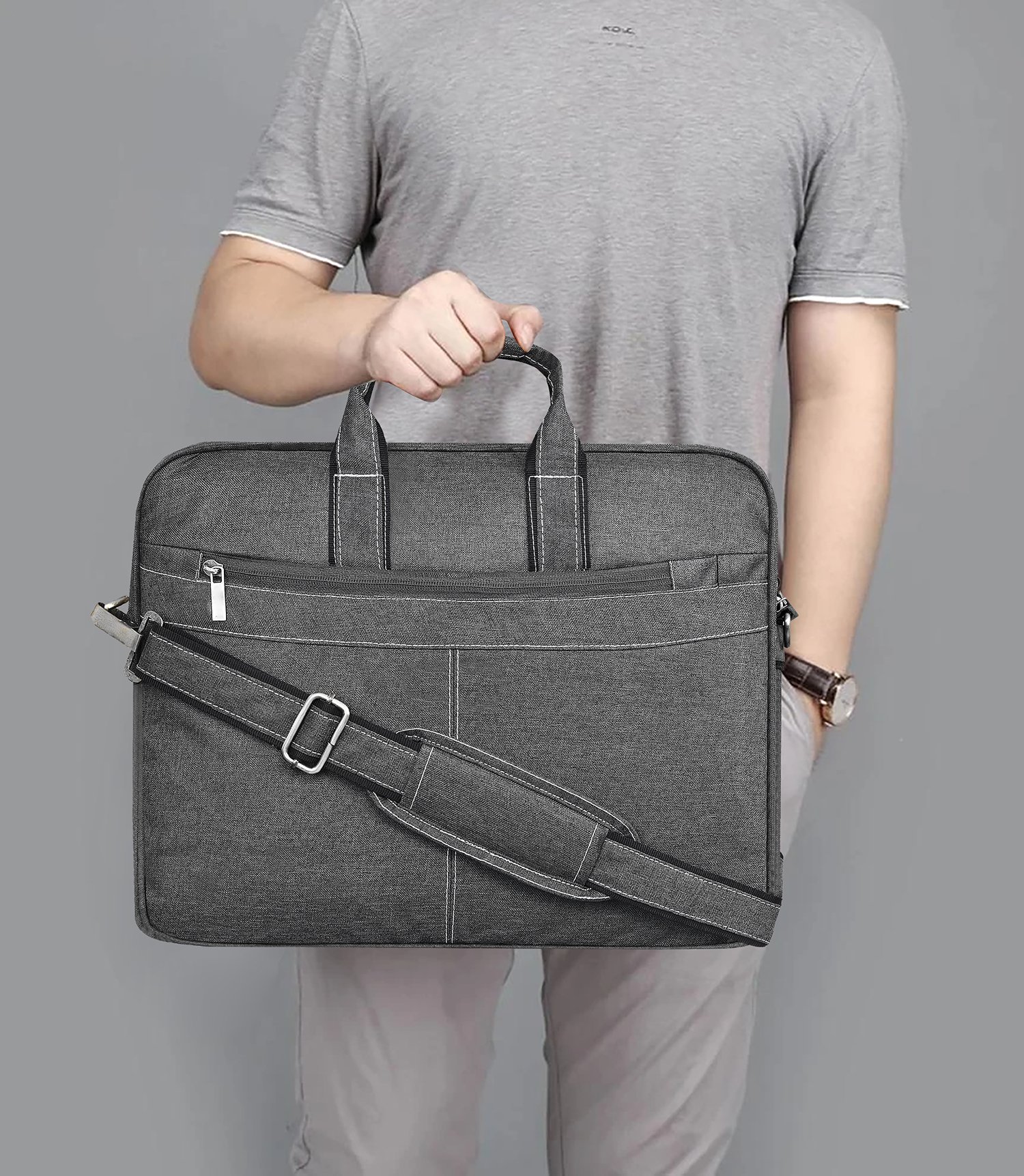 Grey Color Linen 10L Messenger Bag BG39