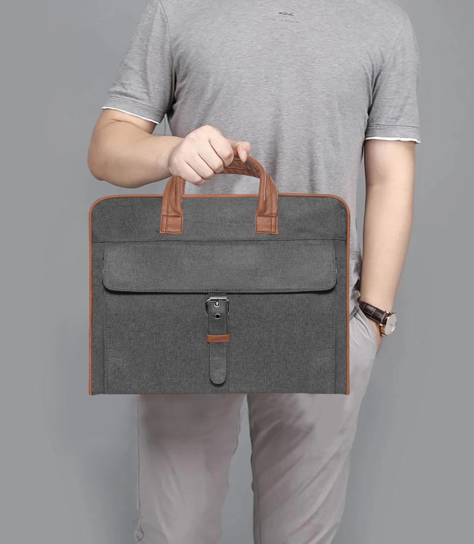 Grey Color Linen 10L Messenger Bag BG58