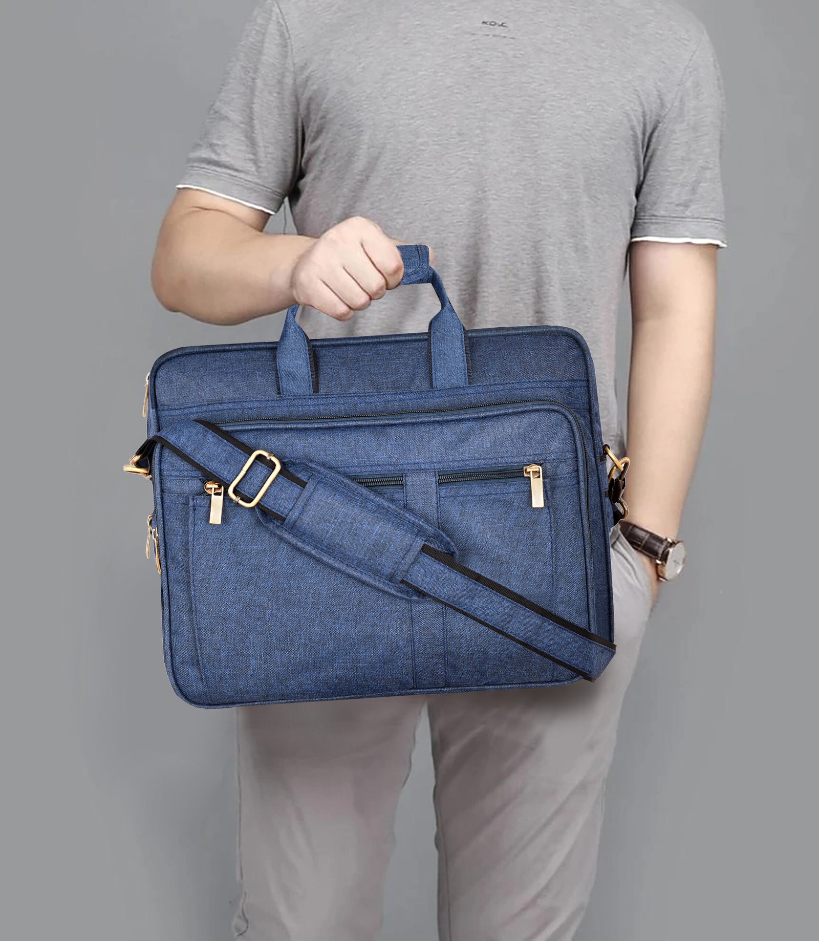 Blue Color Linen 28L Messenger Bag BG64