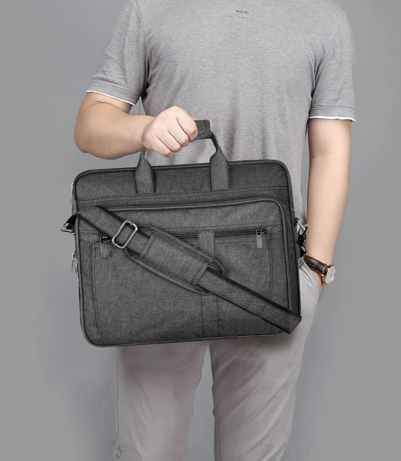 Grey Color Linen 28L Messenger Bag BG65