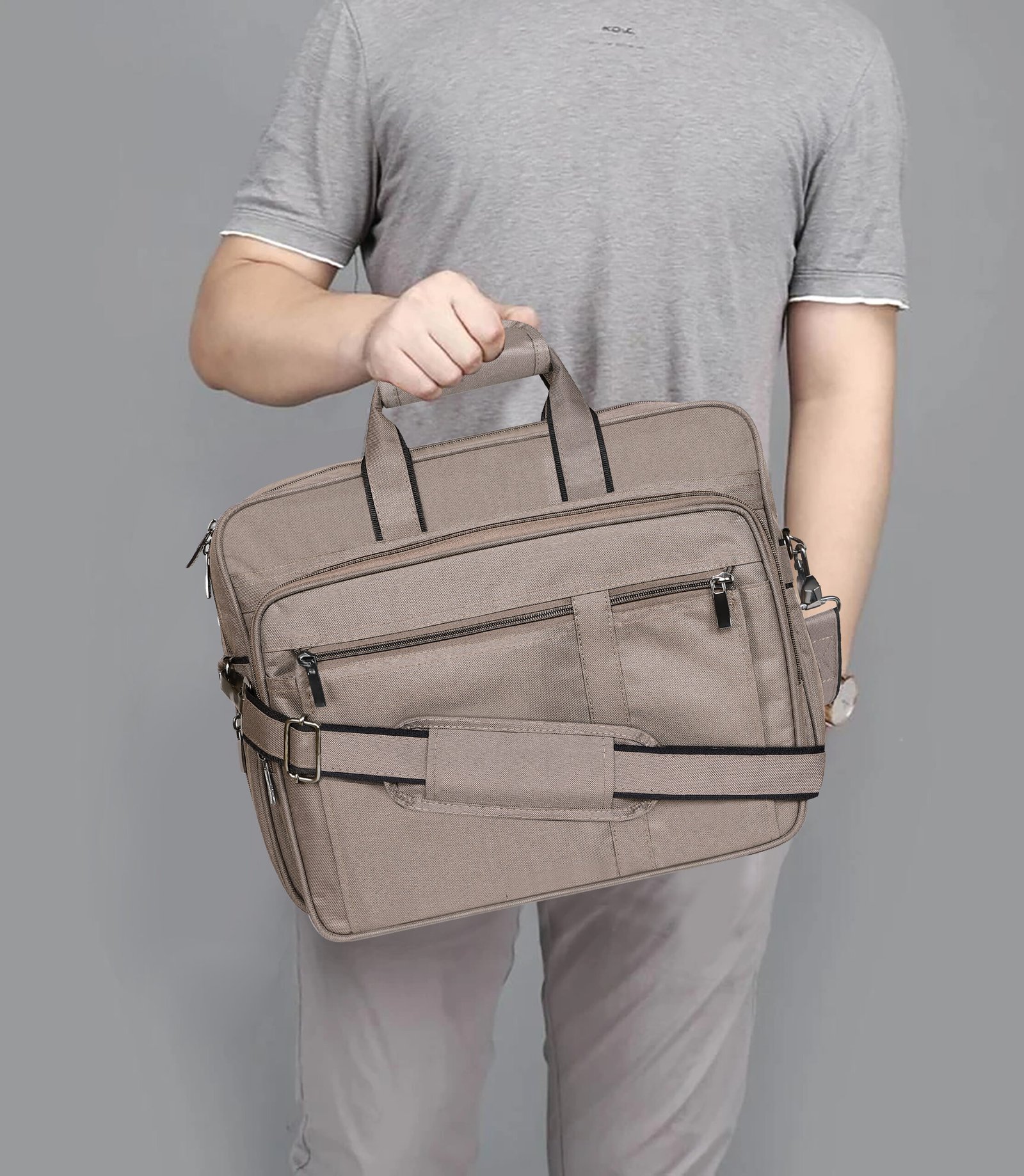 Grey Color Linen fabric 28L Messenger Bag BG67