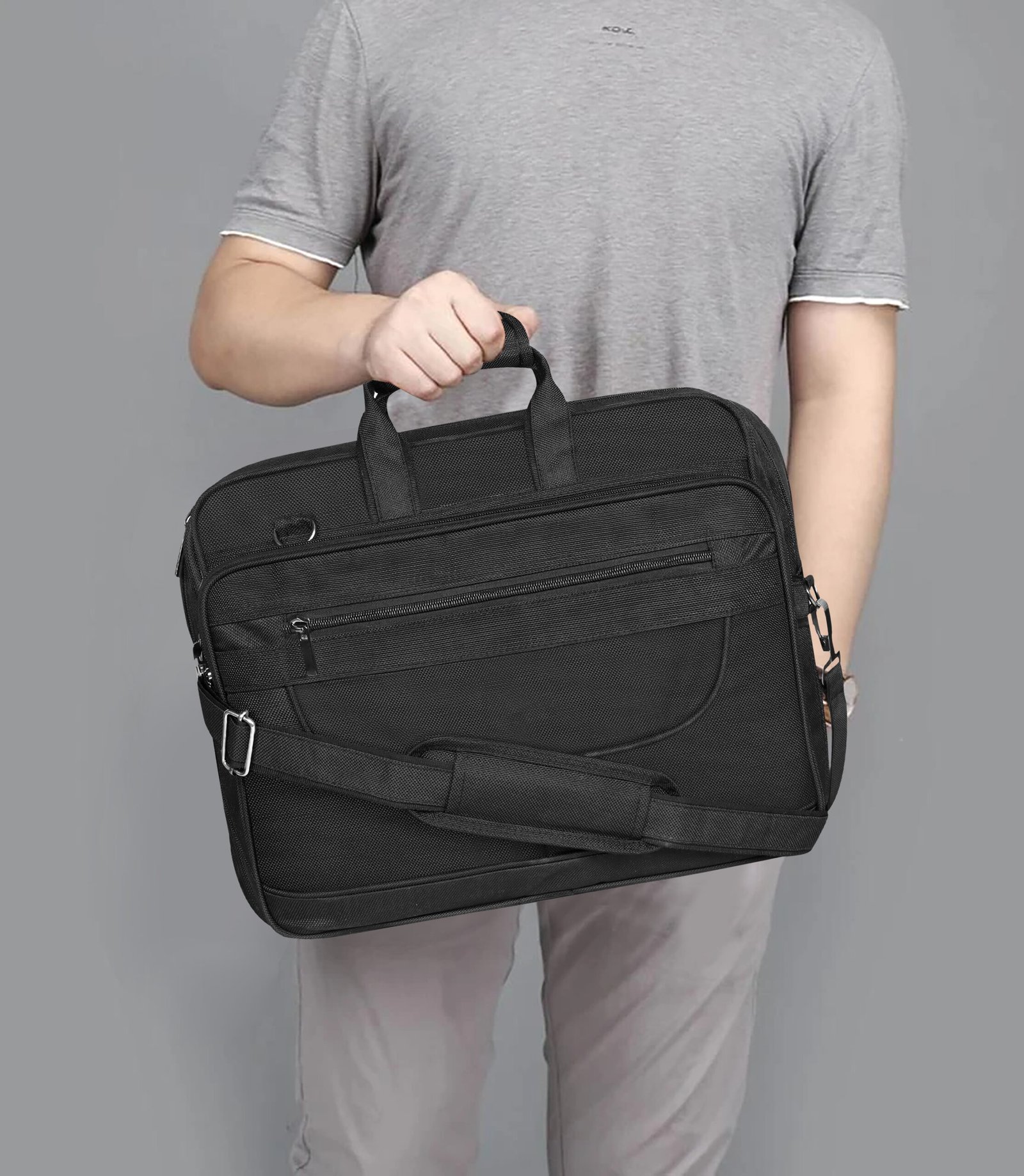 Black Color Linen fabric 28L Messenger Bag BG80