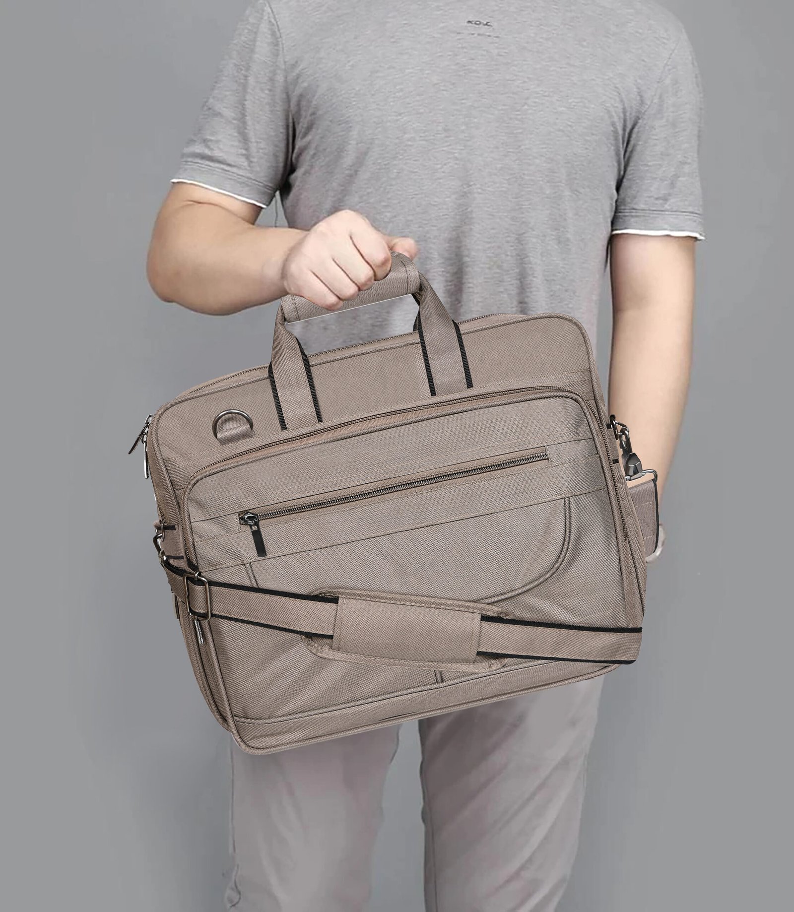 Grey Color Linen fabric 28L Messenger Bag BG81