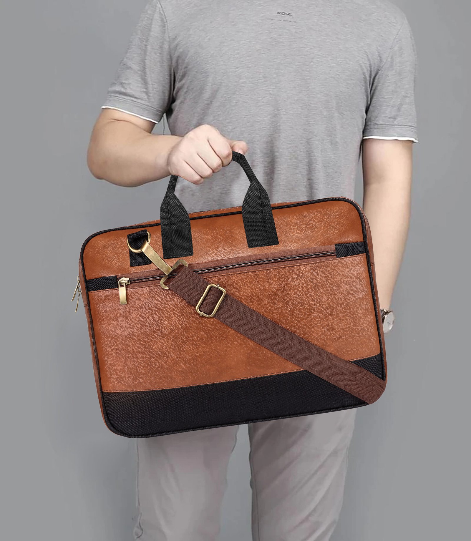 Tan Color faux leather 10L Messenger Bag BG82