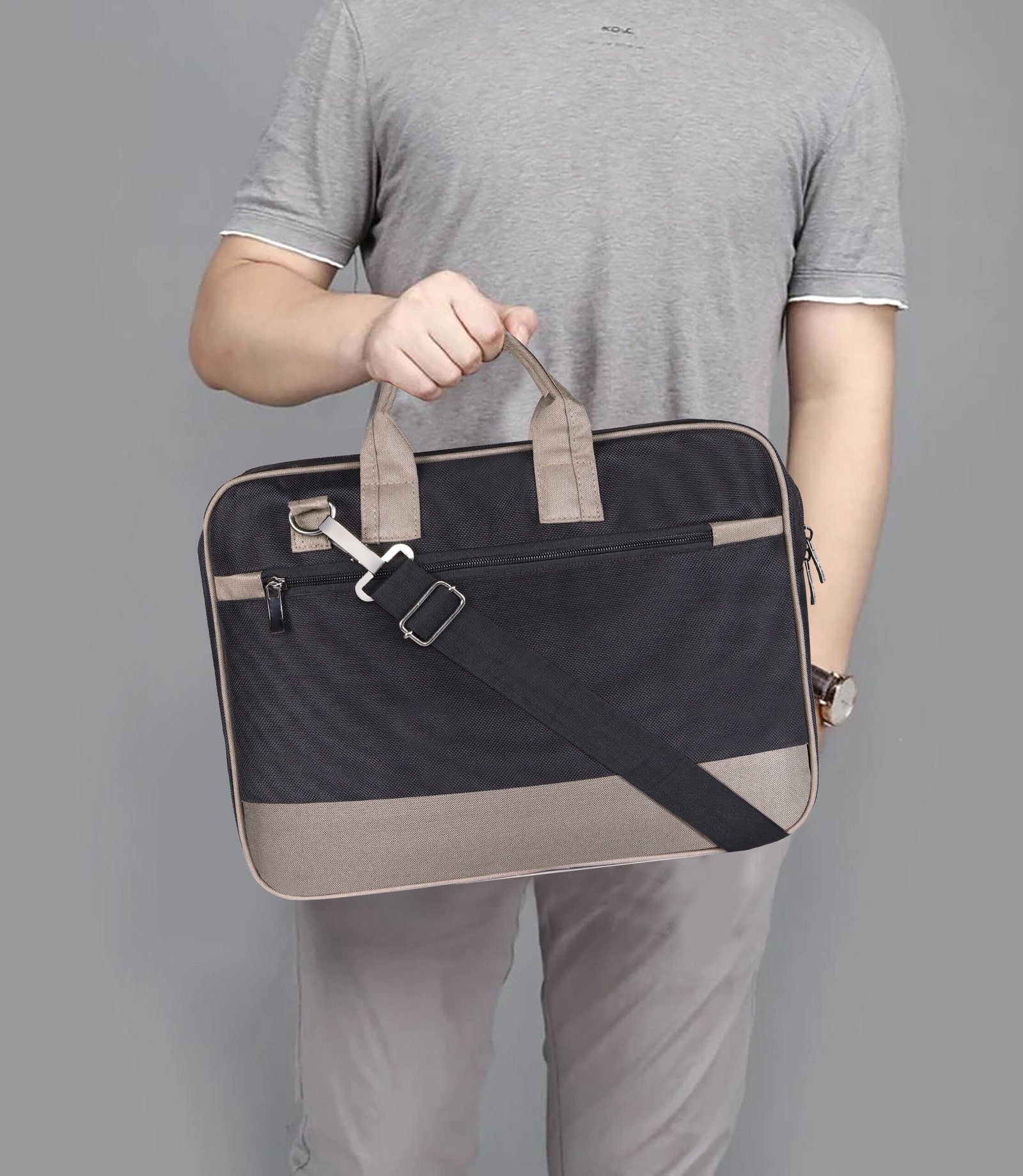 Black Color PVC Coated Fabric 10L Messenger Bag BG83