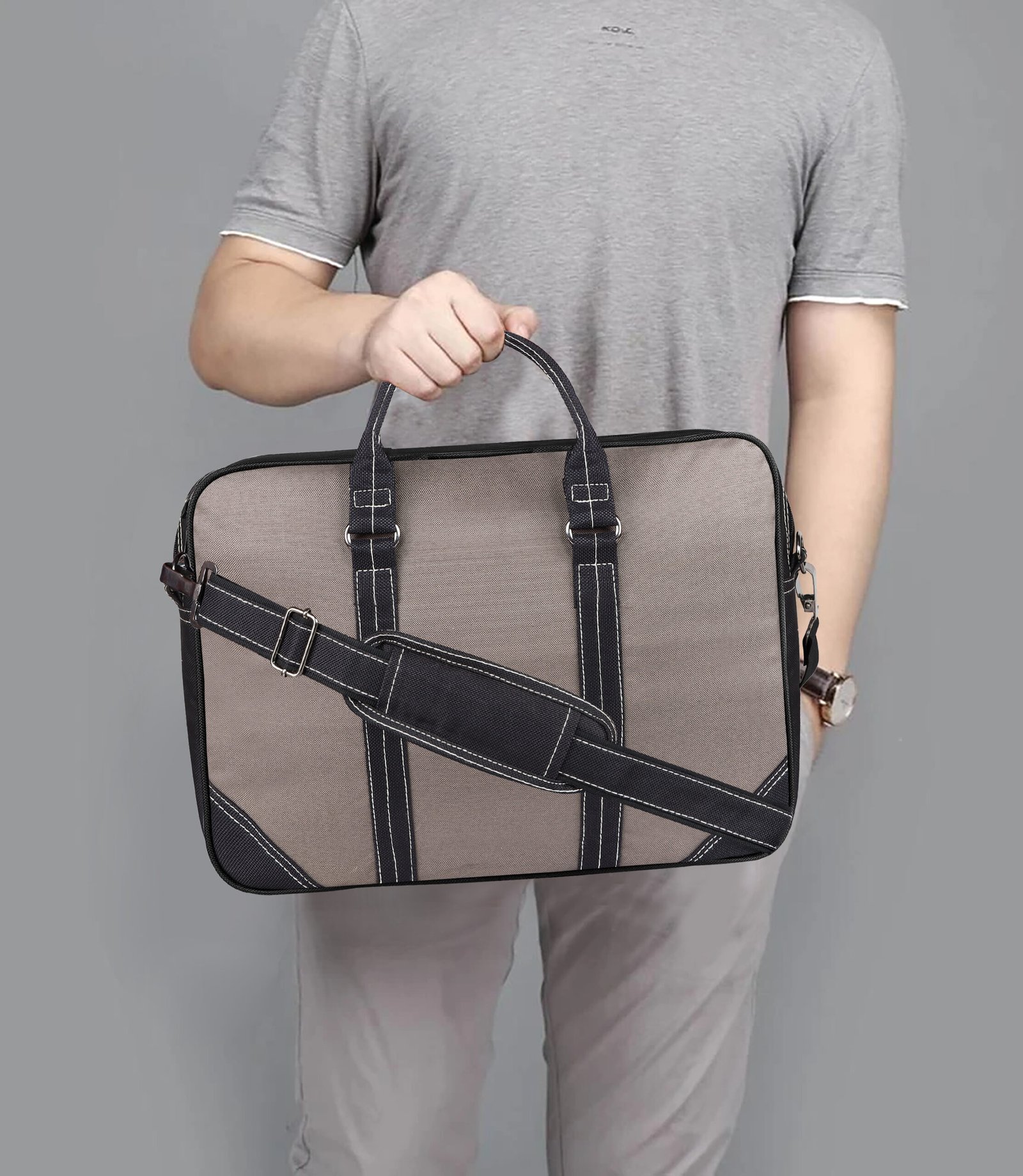 Grey Color PVC Coated Fabric 10L Messenger Bag BG87