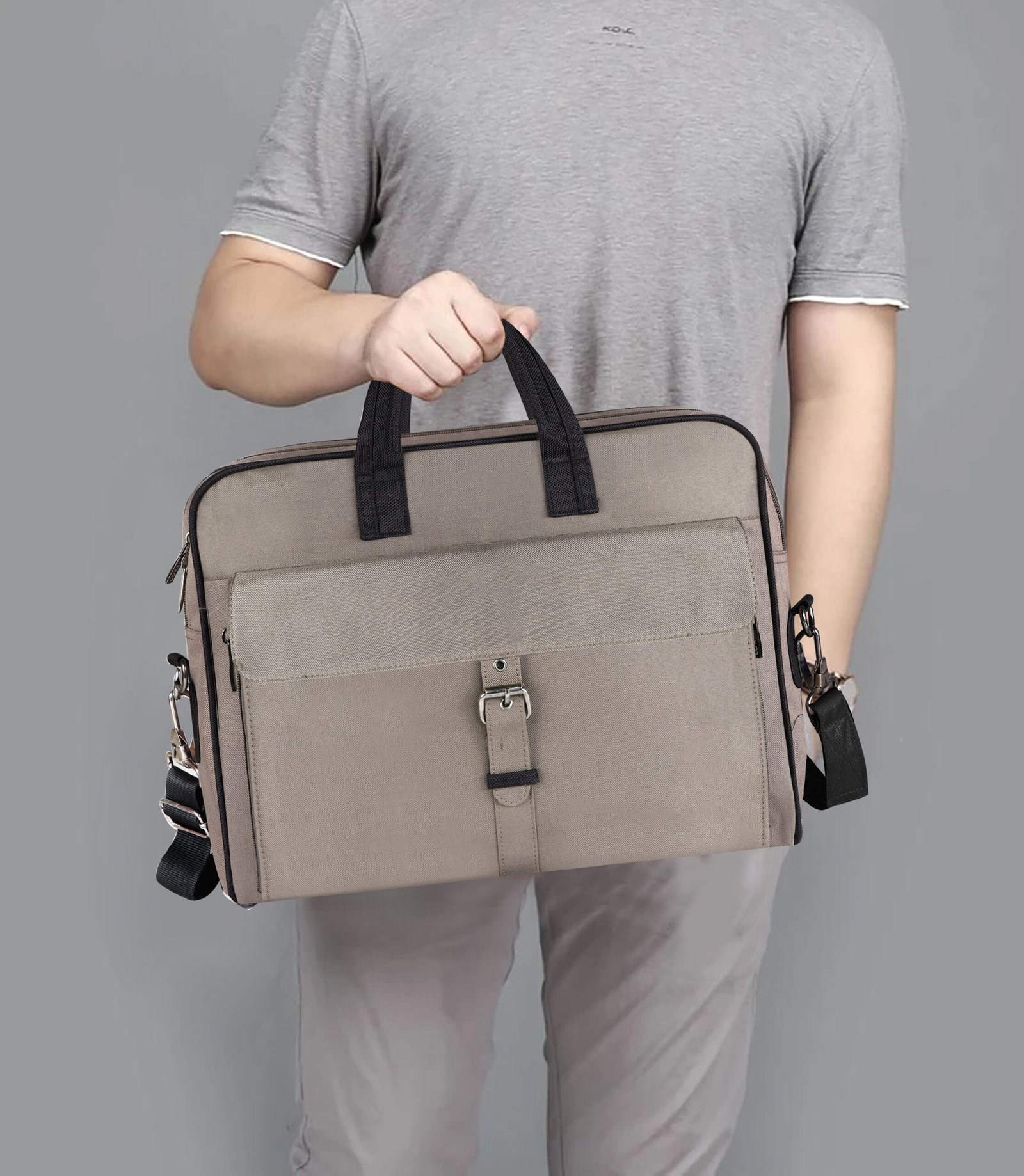 Grey Color Linen fabric 10L Messenger Bag BG92