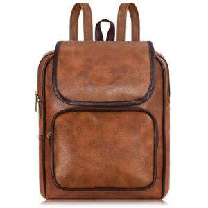 Tan & Chocolate Faux Leather 6.19L Dual Tone BackPack BP02