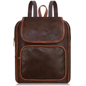 Chocolate & Tan Faux Leather 6.19L Dual Tone BackPack BP03
