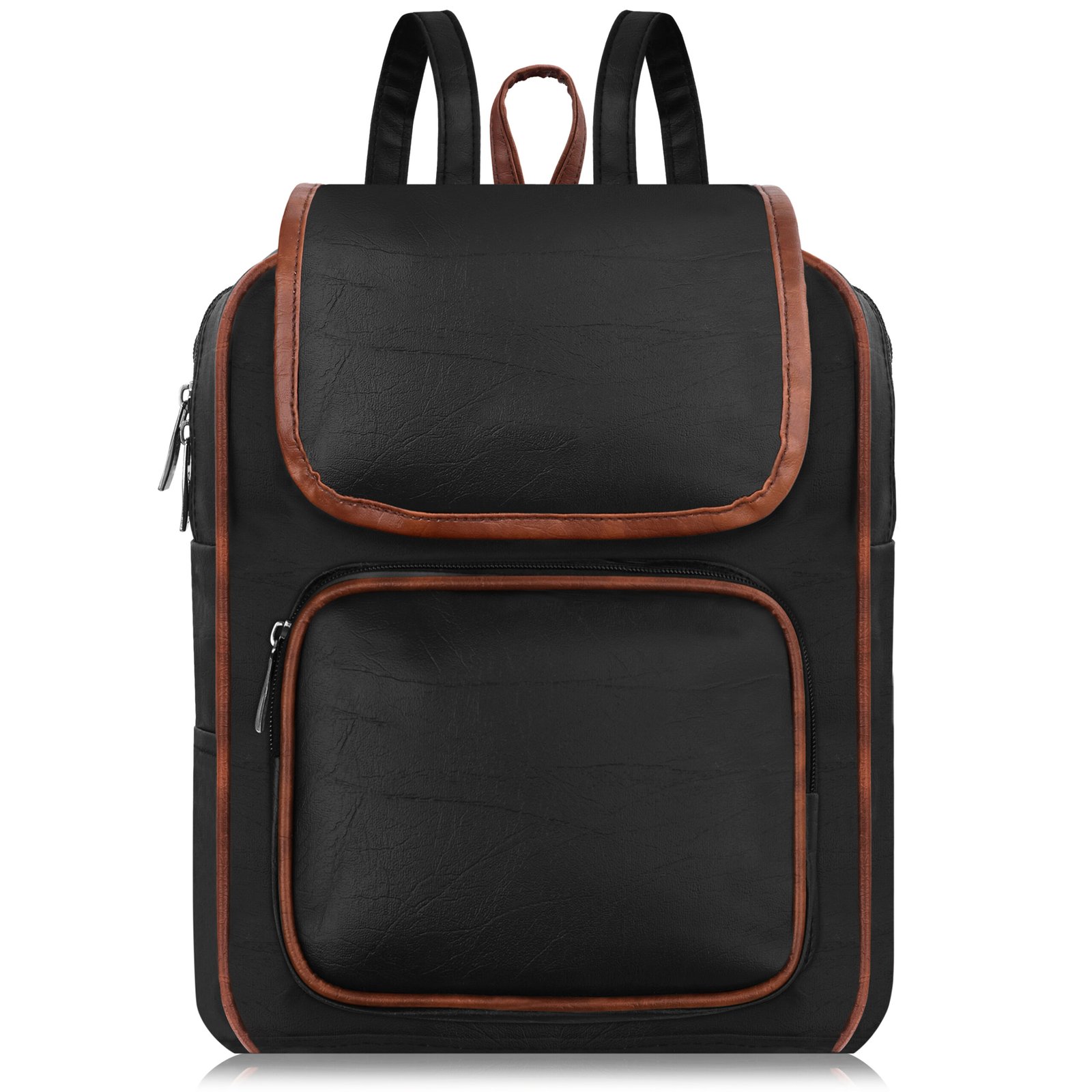 Black & Tan Faux Leather 6.19L Dual Tone BackPack BP04