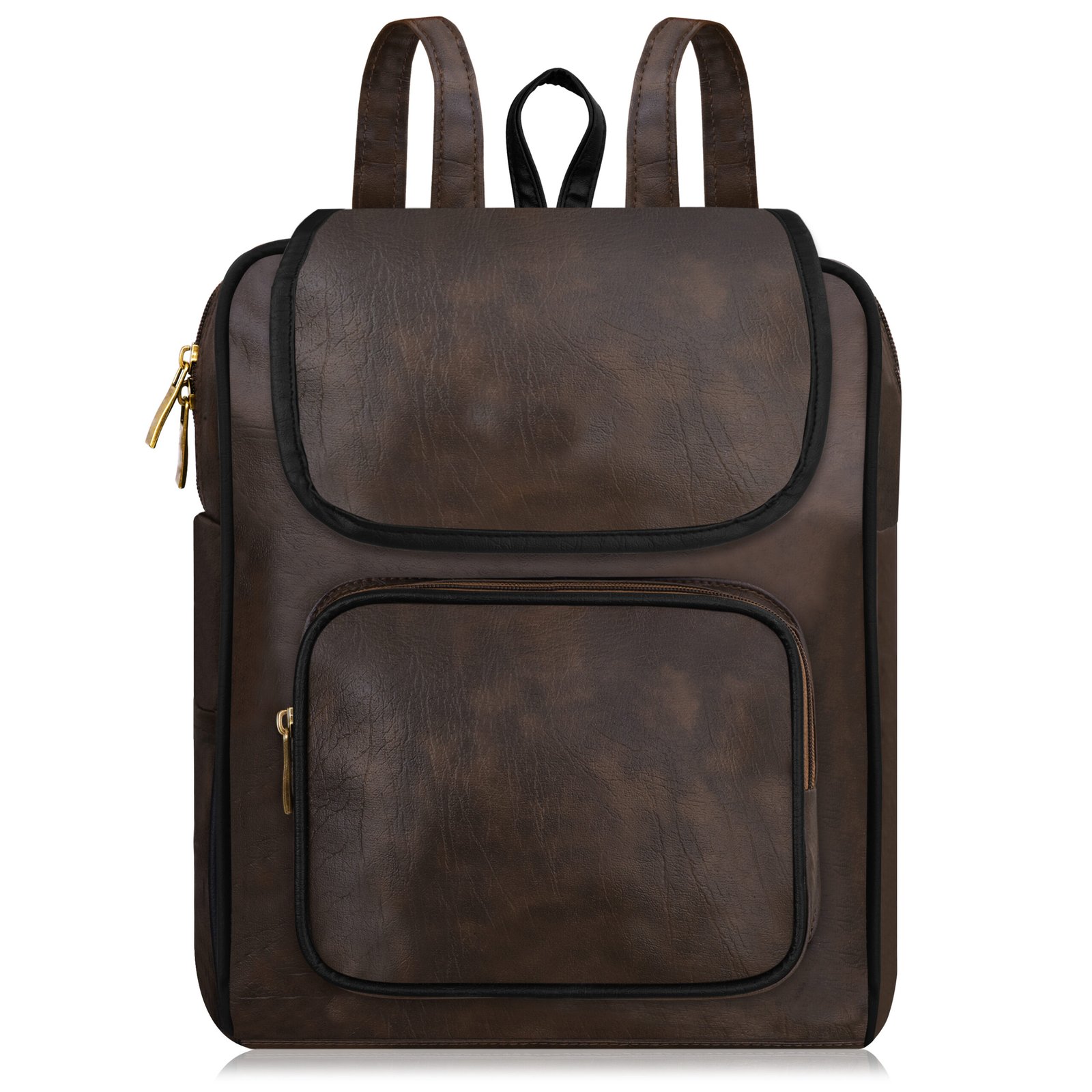 Brown & Tan Faux Leather 6.19L Dual Tone BackPack BP05