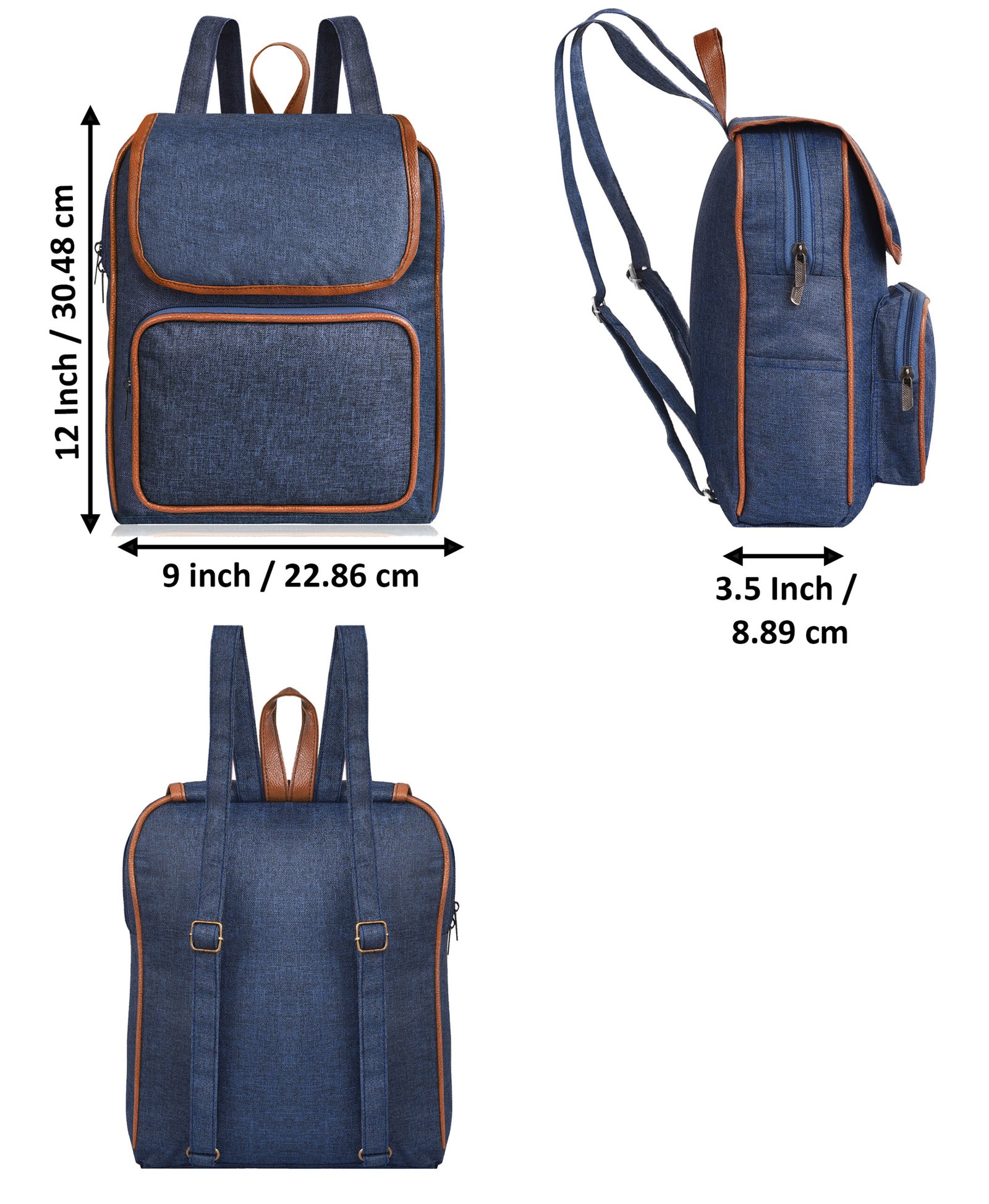 Blue & Tan Linen PVC 6.19L Dual Tone BackPack BP06