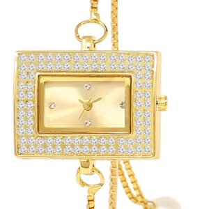 Gold Square Braclet Analog Watch For Women LR247