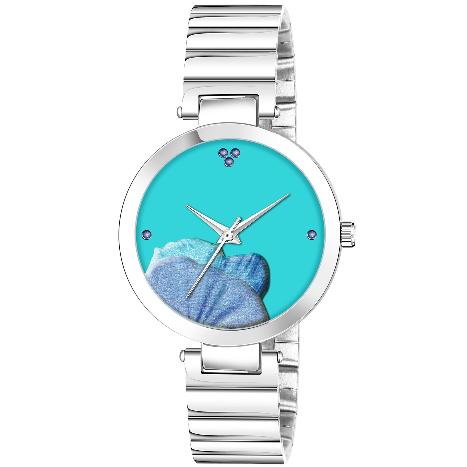 Sky Blue Flower Designer Analog Watch For Women LR310