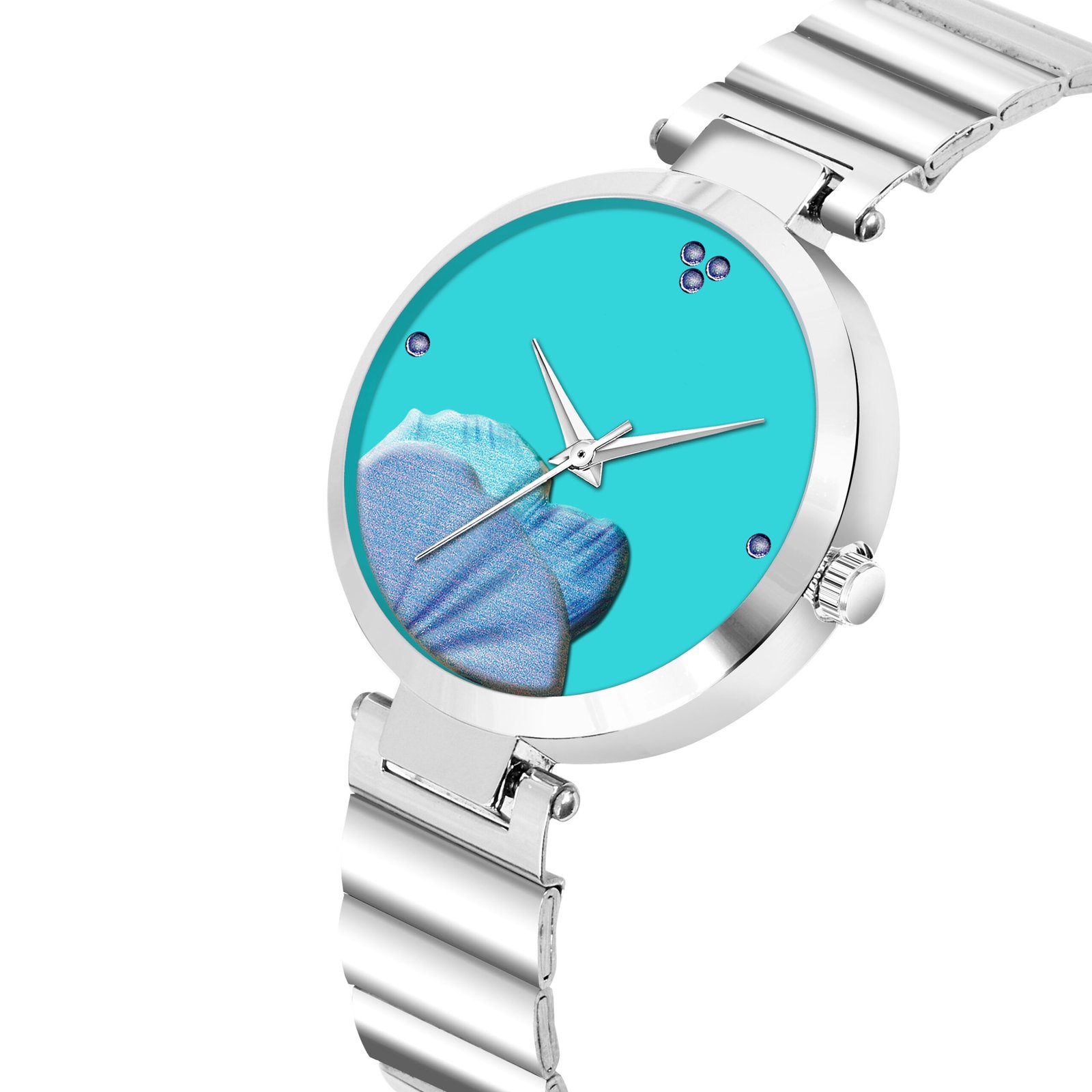 Sky Blue Flower Designer Analog Watch For Women LR310