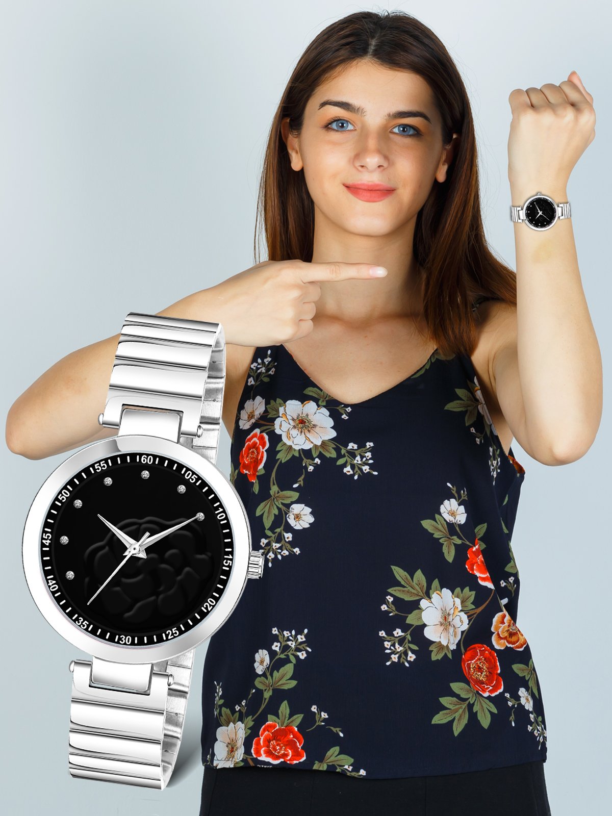 Black Fancy Analog Watch For Women LR315