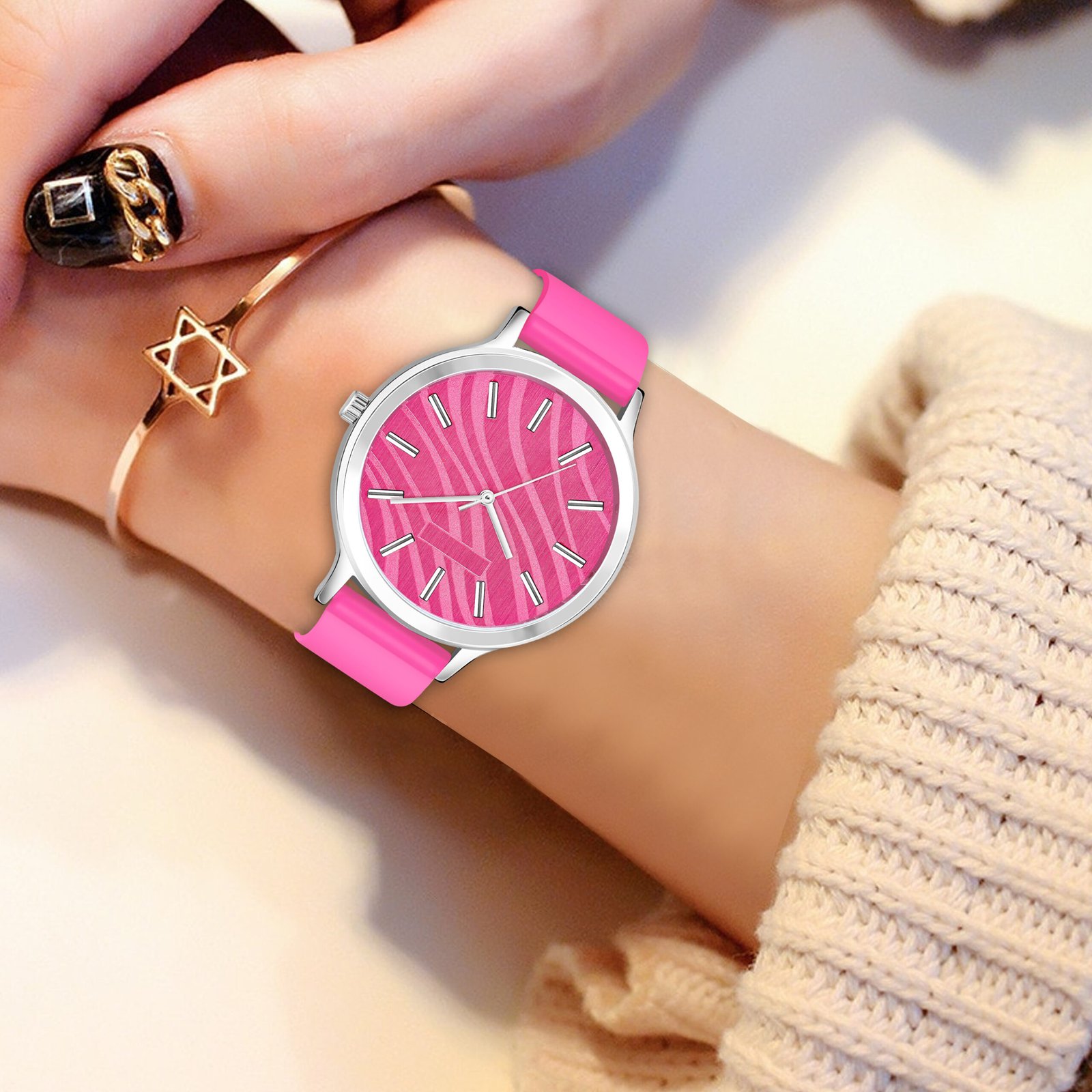 Pink Stylish Dial Analog Watch For Women LR350