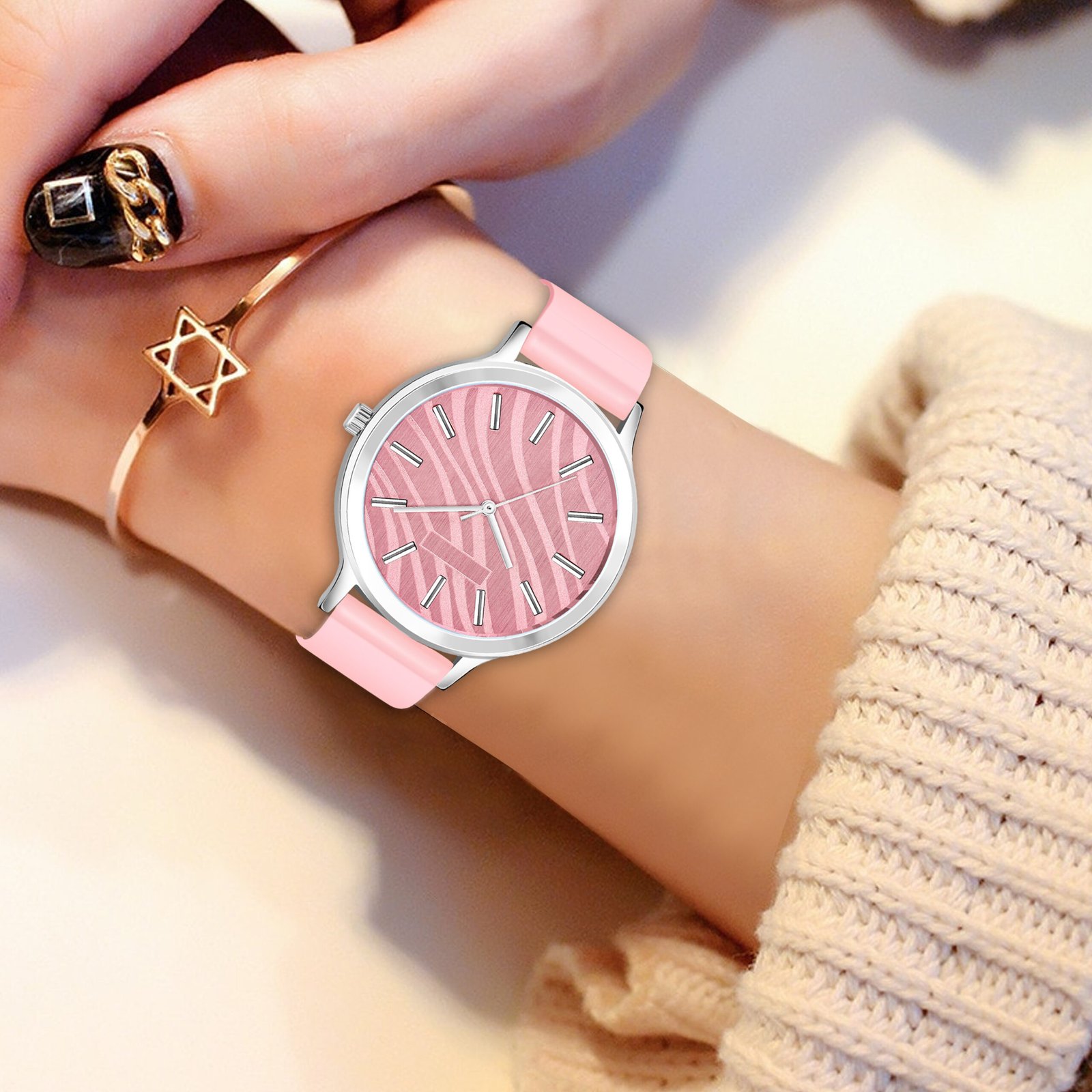 Light Pink Stylish Dial Analog Watch For Women LR351