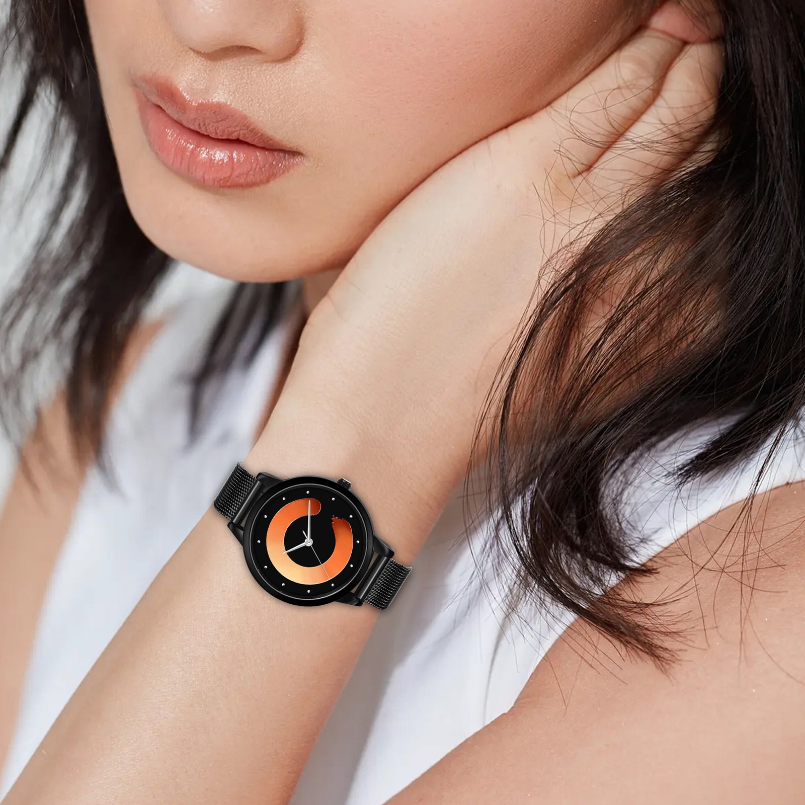 Orange Stylish Dial Analog Watch For Women LR353