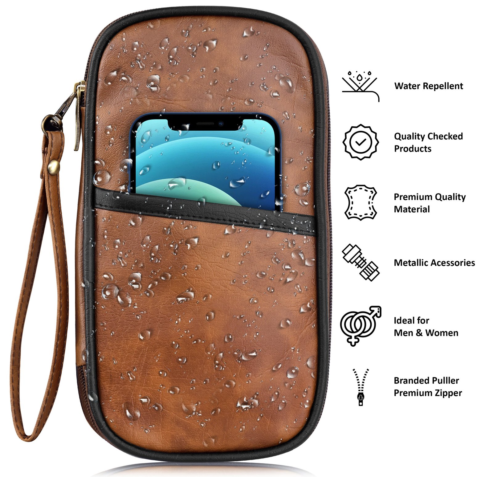 Tan & Black Faux Leather Family Passport Organizer OG01