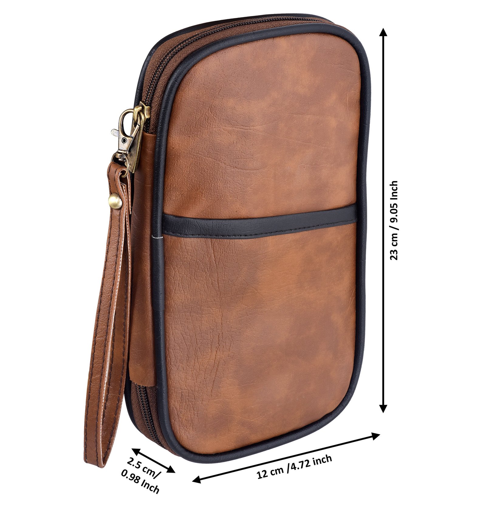 Tan & Black Faux Leather Family Passport Organizer OG01