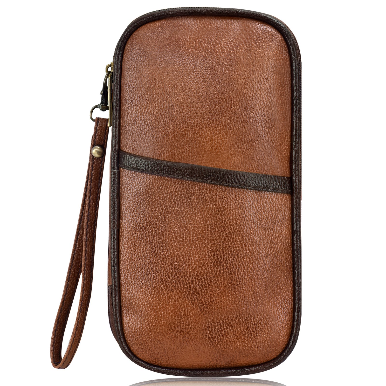 Tan & Brown Faux Leather Family Passport Organizer OG02