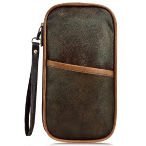 Brown & Tan Faux Leather Family Passport Organizer OG03