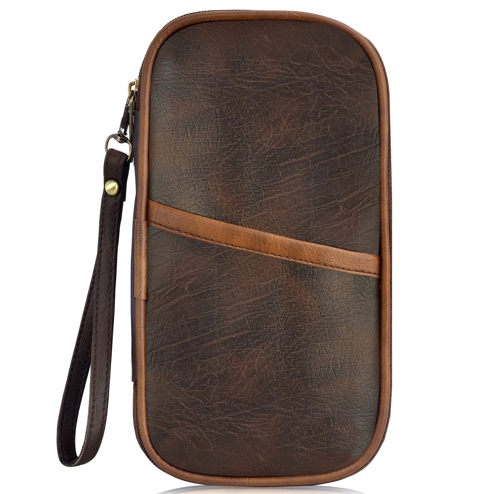 Brown & Tan Faux Leather Family Passport Organizer OG05