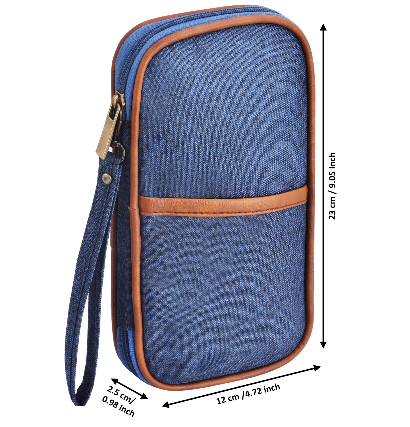 Blue & Tan Linen PVC Family Passport Organizer OG06