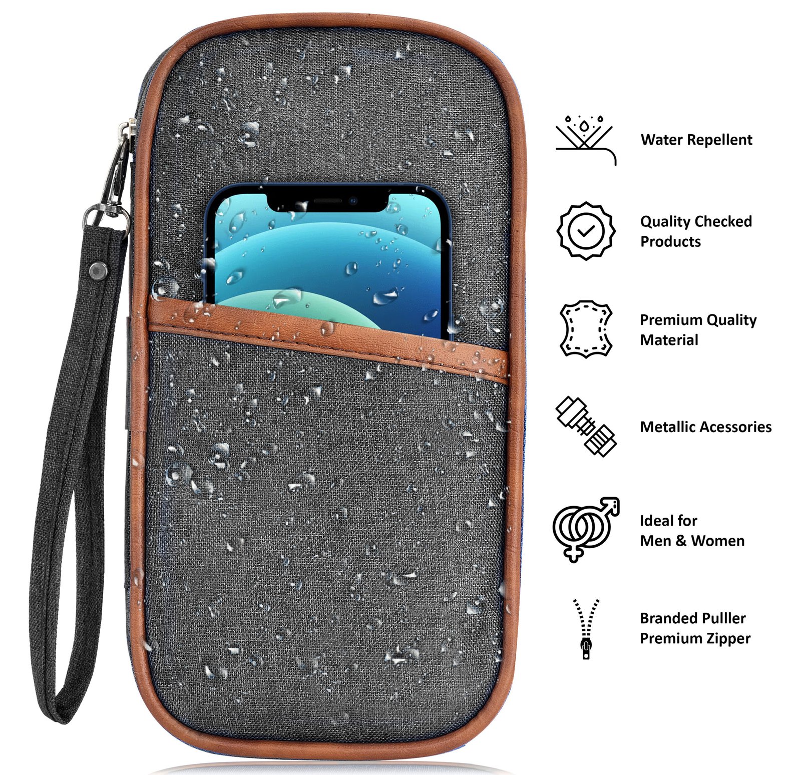 Grey & Tan Linen PVC Family Passport Organizer OG07