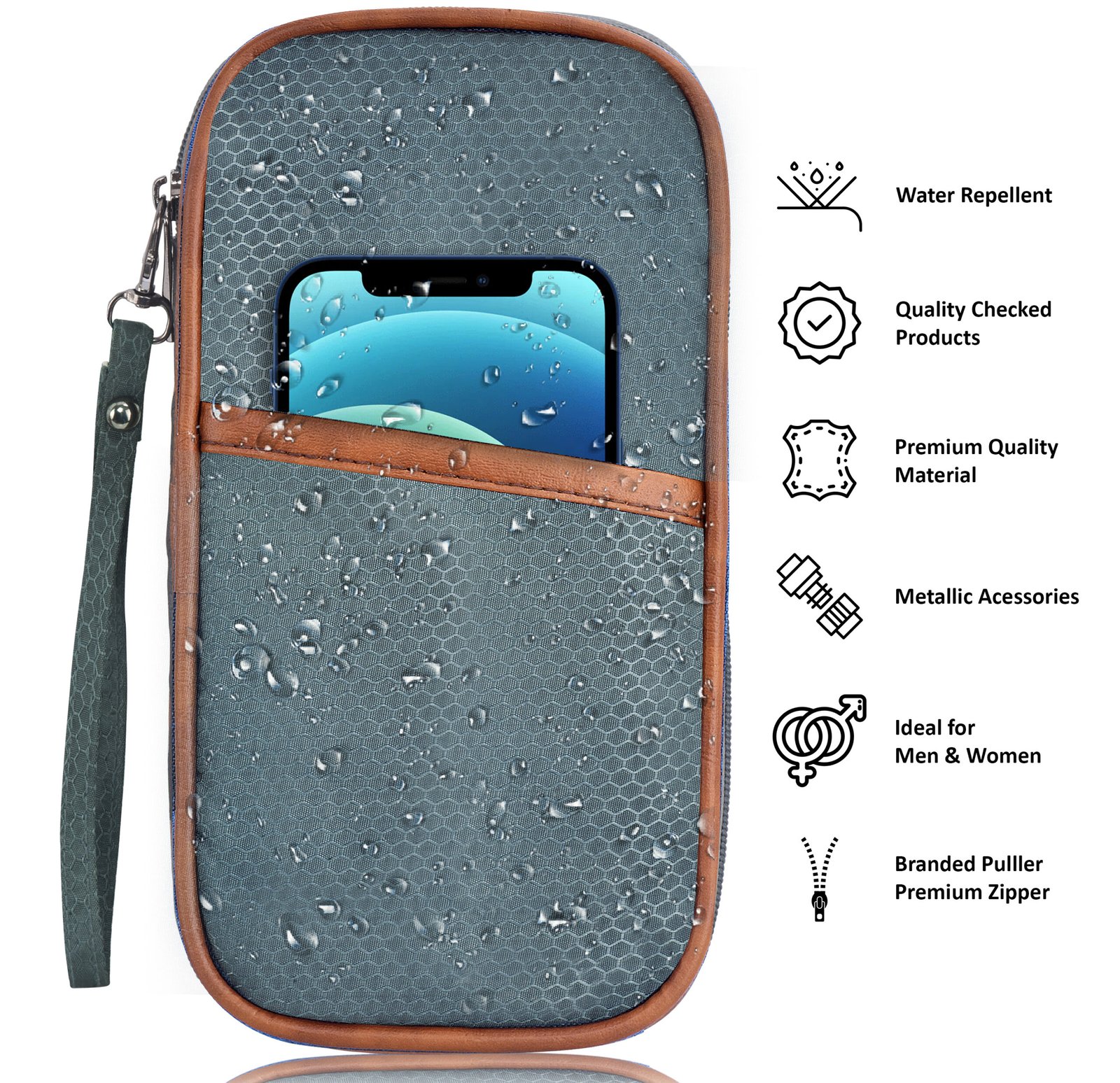 Grey & Tan Linen PVC Family Passport Organizer OG08