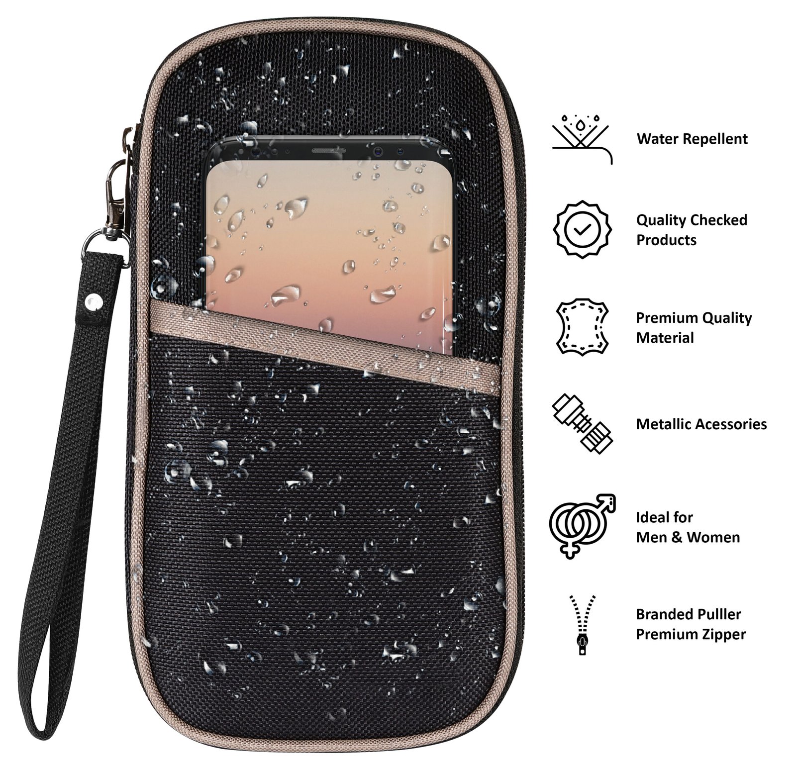 Black & Grey PVC Coated Matty Fabric Family Passport Organizer OG13