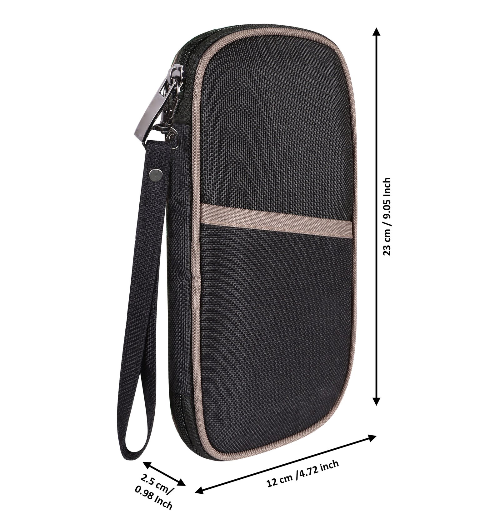 Black & Grey PVC Coated Matty Fabric Family Passport Organizer OG13