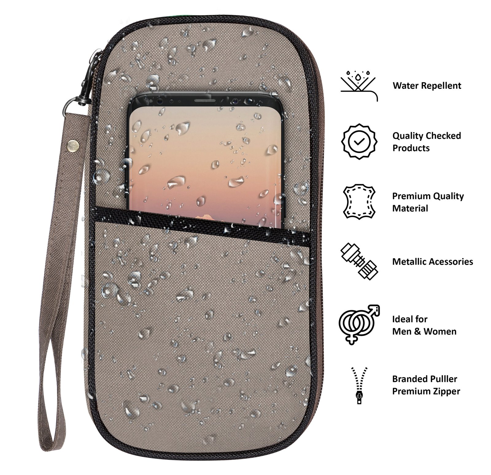 Grey & Black PVC Coated Matty Fabric Family Passport Organizer OG14