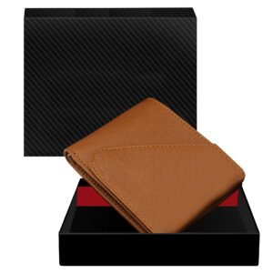 Tan Designer Tri-Fold Faux Leather 5 ATM Card Slots Wallet For Men WL01