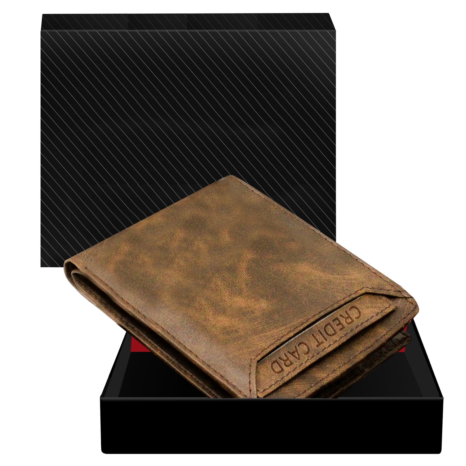 Brown Removable Card Holder Bi-Fold Faux Leather 8 ATM Card Slots Wallet For Men WL04