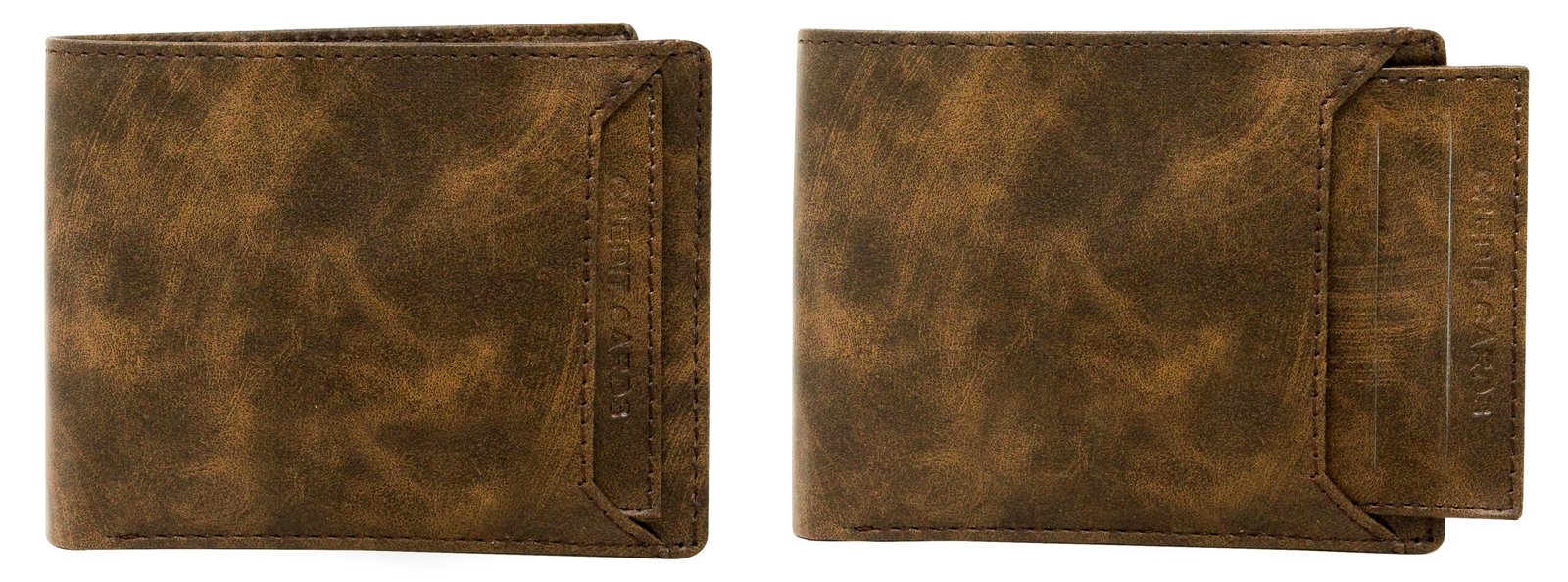 Brown Removable Card Holder Bi-Fold Faux Leather 8 ATM Card Slots Wallet For Men WL04