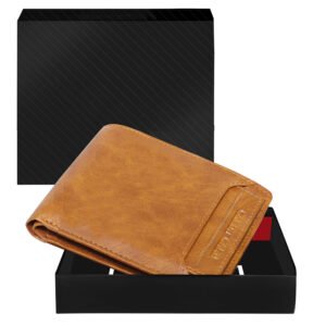 Orange Removable Card Holder Bi-Fold Faux Leather 8 ATM Card Slots Wallet For Men WL06