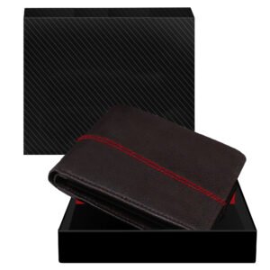 Brown Out Color Stitching Bi-Fold Faux Leather 4 ATM Card Slots Wallet For Men WL07