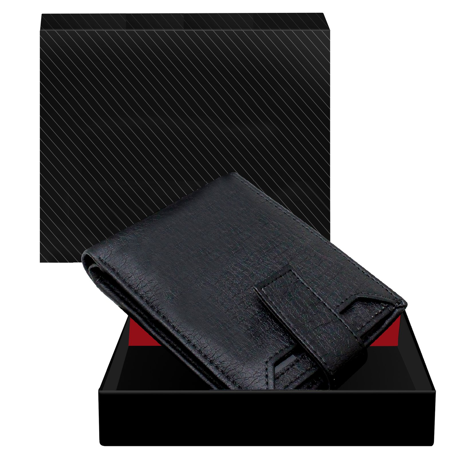 Black Removable Card Holder Bi-Fold Faux Leather 7 ATM Card Slots Wallet For Men WL08