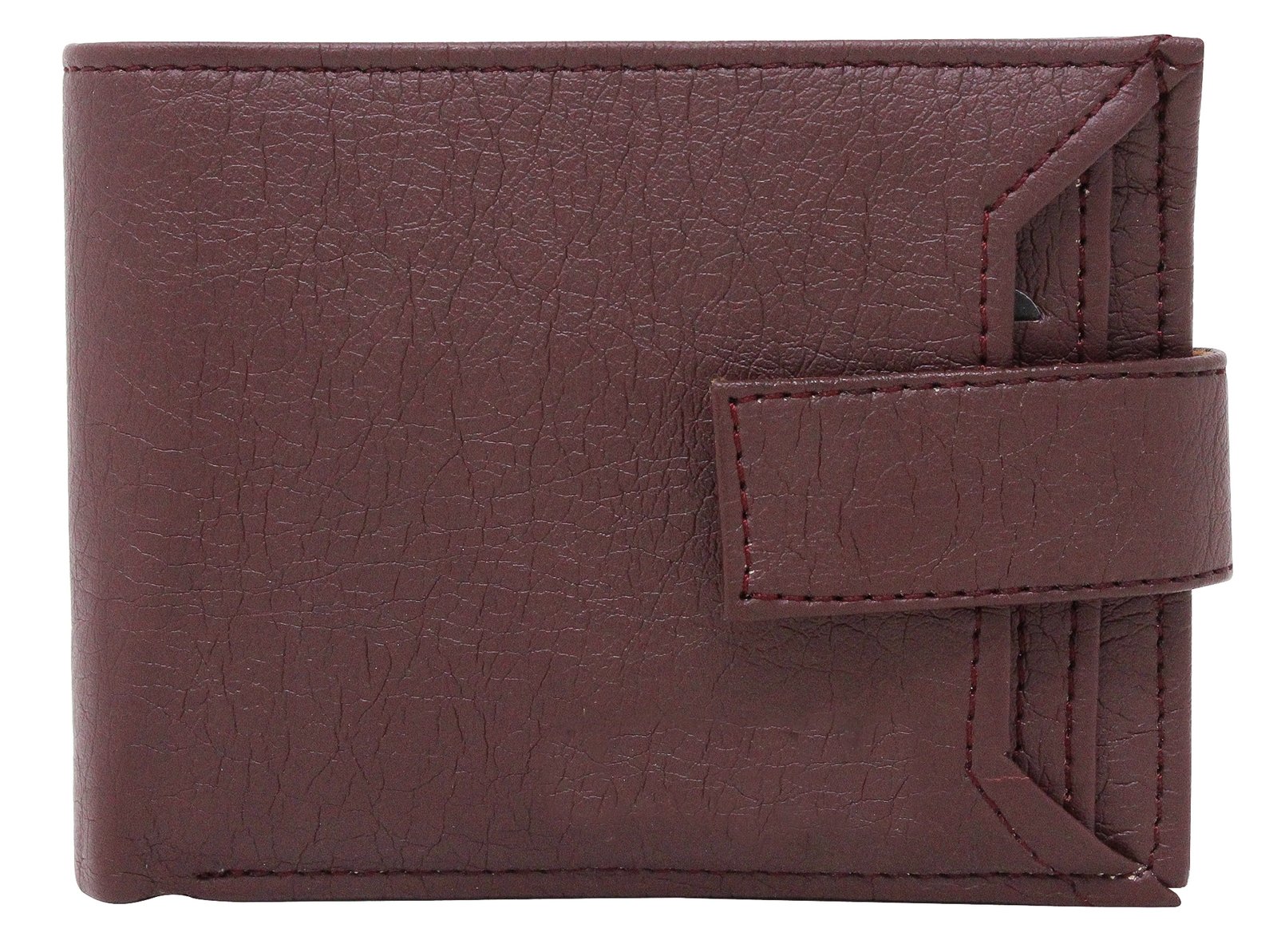 Maroon Removable Card Holder Bi-Fold Faux Leather 7 ATM Card Slots Wallet For Men WL09