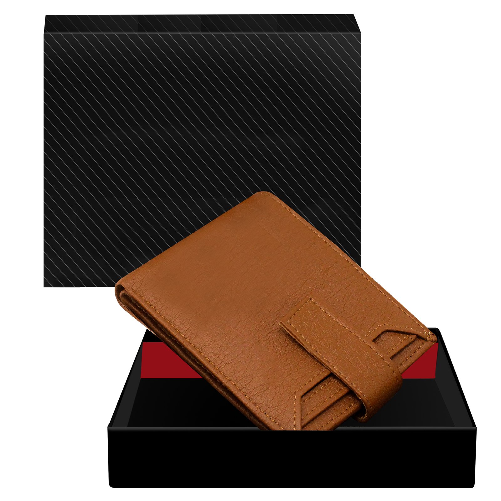 Tan Removable Card Holder Bi-Fold Faux Leather 7 ATM Card Slots Wallet For Men WL10