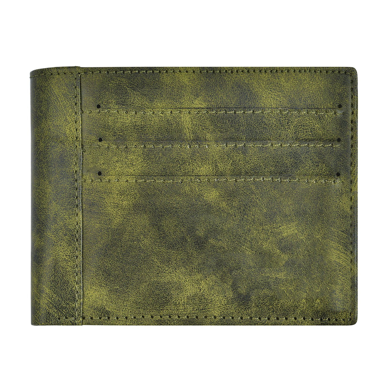 Green Out Side Card Slot Bi-Fold Faux Leather 6 ATM Card Slots Wallet For Men WL17