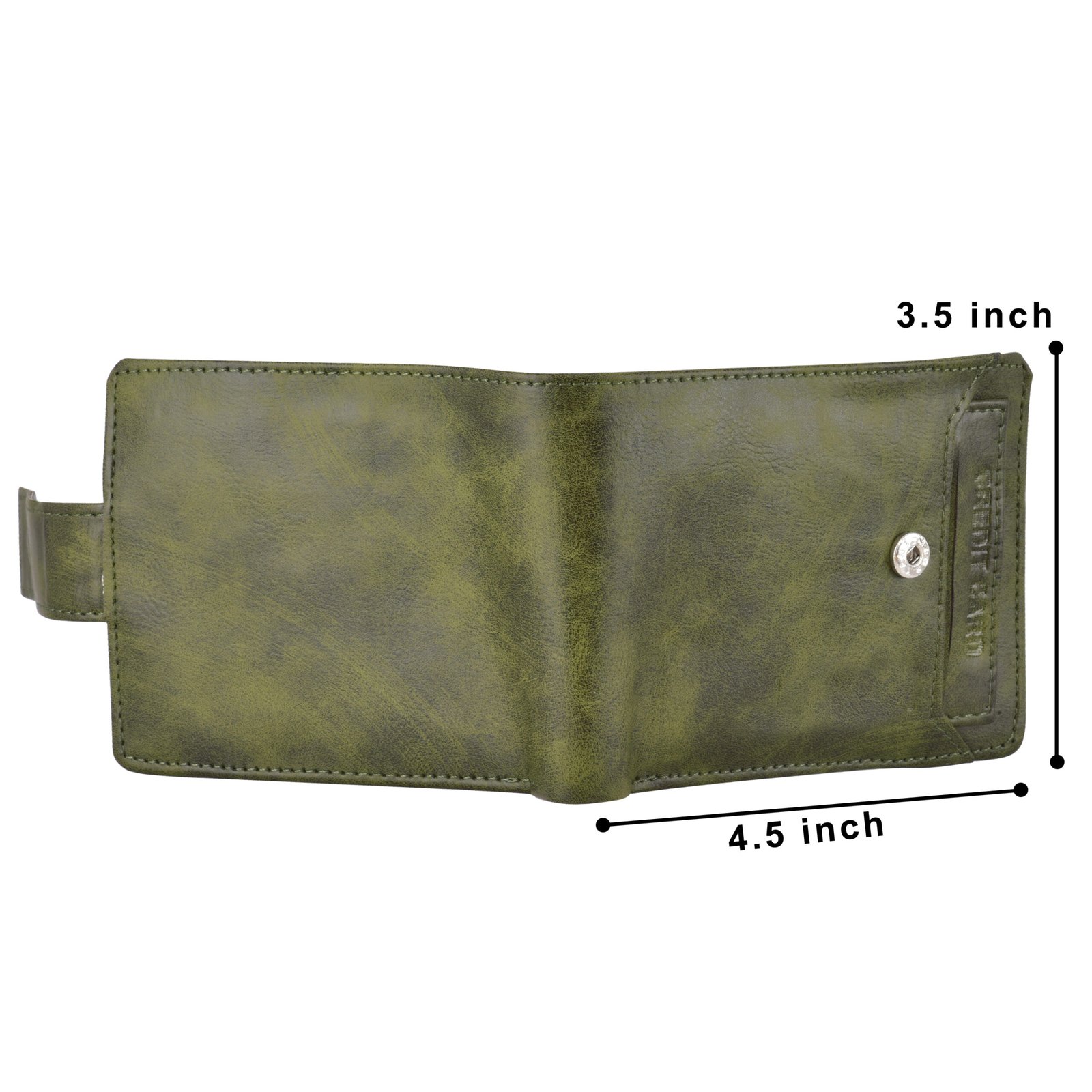 Green Removable Card Holder Bi-Fold Faux Leather 7 ATM Card Slots Wallet For Men WL22